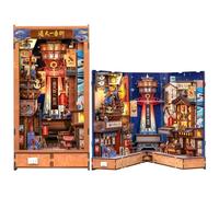 CUTEBEE Kit Book Nook - Maison Miniature DIY Pliable Japonais, décor bibliothèque LED Lumineuse, kit de Construction Cadeau pour Adultes Adolescents (Tsutenkaku Ichiban Street)