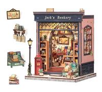 CUTEBEE Kit Book Nook - Maison Miniature en Bois (Style librairie privée) avec éclairage LED, kit de Bricolage 3D pour Adultes, Cadeau créatif Unique (Jack's Bookery)