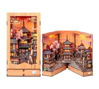 CUTEBEE Kit de Construction de Maquette 3D en Bois - Kit de Diorama à Faire soi-même, kit Japonais Kyoto Street Book Nook - Maison Miniature à lumière Chaude à Del - Puzzle en Bois 3D pour Adultes