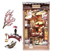 CUTEBEE Kyoto - Kit de Construction Book Nook | Puzzle Japonais 3D en Bois pour Adultes | Maison Miniature avec Éclairage LED | Kit d'Architecture - Déco Bibliothèque Créative & Cadeau