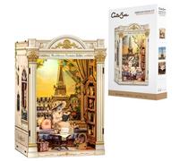 CUTEBEE Paris Chat Book Nook Kit maison miniature à monter soi-même pour | Puzzle 3D en bois, cadeau créatif pour décoration de bibliothèque (salon félin de Madeleines Paris)