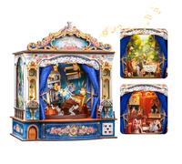 CUTEBEE Puzzle 3D en Bois Maquette à Construire Adulte - Théâtre Musical | 3 Scènes Rotatives, LED USB-C, Décoration étagère, Cadeau Créatif pour Adultes