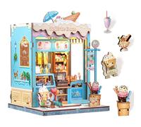 CUTEBEE Puzzle 3D Thème Cabane à Glaces Book Nook - Kit en Bois avec LED, Douceur d’été & onirique, à Monter soi-même, décoration étagère & Cadeau (Bella's Ice Cream)