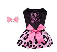 CuteBone Little Miss CVA15M-D Pantalon impertinent pour chien, imprimé léopard, robe en velours pour petits chiens, robes pour chiottes, robes pour chiot, rose