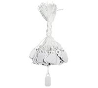 CuteBox Company Lot de 100 étiquettes en plastique blanc de 0,95 x 2,2 cm pour marquage, prix, étiquettes d'affichage d'étiquettes pour travaux manuels et cadeaux, vêtements, bagues, pendentifs