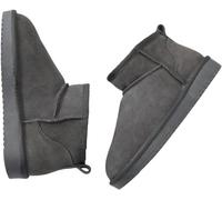 cutecool akistars Mini bottes pour femme, mini bottines classiques avec doublure en fourrure, bottes d'hiver chaudes doublées de fourrure avec revêtement antidérapant, Gris foncé., 37 EU