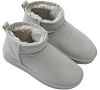 cutecool akistars Mini bottes pour femme, mini bottines classiques avec doublure en fourrure, bottes d'hiver chaudes doublées de fourrure avec revêtement antidérapant, Gris clair, 38 EU