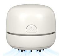 Cuteefun Aspirateur de Table, Mini Aspirateur de Bureau Portable, Blanc | Suceur Plat et Petite Brosse, Rechargeable USB, Sans Fil, Ramasse Miette de Table Rotatif à 360° pour École, Bureau, Maison
