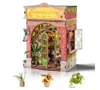 Cuteefun Book Nook Kit Créatif Adulte, Maquette en Bois à Construire avec Éclairage Tactile, Décoration Étagère DIY, Cadeau Créatif pour Ados et Adultes(Atelier de Fleurs )