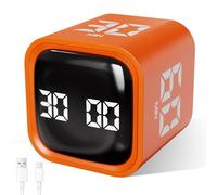 Cuteefun Cube Timer, Pomodoro Timer à Rotation, 5/10/30/60 Minutes et Compte à Rebours Personnalisés, Mode Vibreur et Sonnerie, Minuteur Sonore Réglable pour Cuisine, Étude, Réunion, Orange