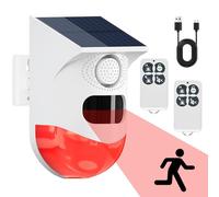 Cuteefun Detecteur de Mouvement Solaire, Détecteur de Mouvement Exterieur, Detecteur de Presence Infrarouge sans Fil, Son 120dB et Étanche Ip67, Alarme Maison sans Fil pour Garage, Jardin et Bureau