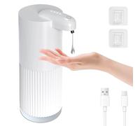 Cuteefun Distributeur Savon Automatique, 400ml Rechargeable Distributeur Savon Liquide, 4 Niveaux Réglables, Étanchéité IPX5, Détection Infrarouge sans Contact pour Cuisine, Salle de Bain, Blanc