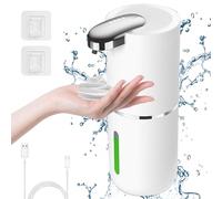Cuteefun Distributeur Savon Automatique Moussant, 380ml Distributeur Savon Douche, Volume de Mousse Réglable à 4 Niveaux, Distributeur de Savon Électrique Mural pour Salle de Bain, Cuisine, Blanc