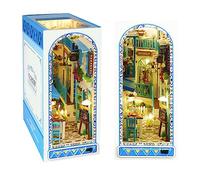 Cuteefun DIY Book Nook Kit, Mini Maison de Poupée DIY, Inserts D'étagères, Livre en Bois Nook Set pour Adultes Construire, Faites Votre Propre Modèle de Maison D'artisanat (Vent de Mer)