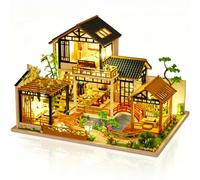 Cuteefun DIY Kit de Maison de Poupées Miniature - Cour Verte | avec Boîte à Musique LED Lumières et Outils, Cadeau de Modèle de Maison d'Artisanat Bricolage, Décorations pour la Maison