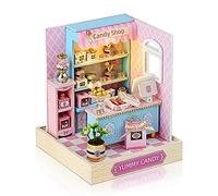Cuteefun DIY Maison de Poupée Miniature, Maquette Maison Miniature pour Construire en Kit avec Meubles Anti-Poussière, Cadeau d'anniversaire du père Noël Halloween(Délicieux Bonbons)