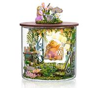 Cuteefun Kit Maison de Poupée DIY Mini, Kit de Bouteille de Rêve en Bois DIY avec Housse Anti Poussière, Artisanat pour Adultes, Chambre Créative à l'échelle, Cadeaux Noël(Jardin Contes Fées)