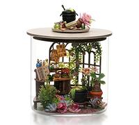 Cuteefun Kit Maison de Poupée DIY Mini, Kit de Bouteille de Rêve en Bois DIY avec Housse Anti Poussière, Artisanat pour Adultes, Chambre créative à l'échelle 1: 100, Cadeaux Noël (Jardin Magique)