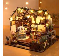 Cuteefun Maison de Poupée Miniature avec LED Lumières -Cottage de Détente