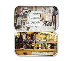 Cuteefun Maison de Poupée pour Débutants, Boîte De Fer DIY Théâtre Kit | Maison Miniature a Construire, Cadeau de Bricolage Artisanal, pour Anniversaires, Noël et Fête des Mères (Happiness Corner)