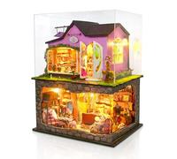 Cuteefun Maison de Poupées Miniatures - avec Housse de Protection et éclairage LED, Décoration Raffinée, pour Un Anniversaire, Noël, Halloween (Boutique Magique)