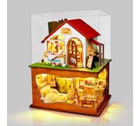 Cuteefun Maison de Poupées Miniatures - avec Housse de Protection et éclairage LED, Décoration Raffinée, pour Un Anniversaire, Noël, Halloween (Bakehouse)