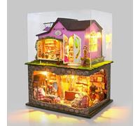 Cuteefun Maison de Poupées Miniatures - avec Housse de Protection et éclairage LED, Décoration Raffinée, pour Un Anniversaire, Noël, Halloween (Magic Cottage)