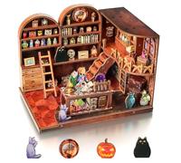 Cuteefun Maison Miniature DIY Kit, Maison Poupee Bois avec LED, Construction à Tenons et Mortaises, Facile à Assembler, Cadeaux d'anniversaire, de Noël, d'halloween (Potion Magique)