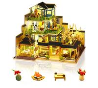 Cuteefun Maquette Maison Miniature DIY Kit, Artisanat Fait Main en Bois avec Lumière LED, pour Adultes Adolescent, Fabriquez Votre Propre Maison de Rêve (Cour Verte)