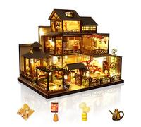 Cuteefun Maquette Maison Miniature DIY Kit, Artisanat Fait Main en Bois avec Lumière LED, pour Adultes Adolescent, Fabriquez Votre Propre Maison de Rêve (Cour de Loisirs)