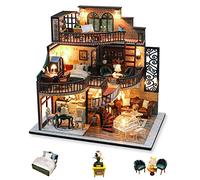 Cuteefun Maquette Maison Miniature pour Adulte à Construire, DIY Maison de Poupée Miniature Bois en Kit avec Meubles Outils, Cadeau de Bricolage Artisanal (Loft D'époque)