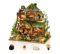 Cuteefun Maquette Maison Miniature pour Adulte à Construire, Mini Maison de Poupée avec LED, Artisanat en Bois et Adolescents à Construire, Anniversaire, Cadeau de Noël (Aventures en Forêt)