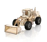 Cuteefun Maquette Voiture en Bois, Puzzle 3D Mécanique, Fonction Pull-Back, Artisanat & Déco de Bureau, Cadeau pour Adultes Ados & Amateurs de Voitures (Bulldozer)