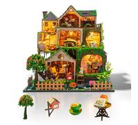 Cuteefun Miniatur Haus Märchenwald , DIY Miniature House Selber Bauen mit Tastsensoren Licht, 3D Holz Puzzle & Buchstütze, Perfektes Geschenk & Home Deko
