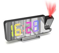 Cuteefun Reveil Projecteur Plafond, Réveil Projection avec Écran LED Coloré