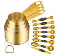 Cuteefun Set de 12 Tasses et Cuillers à Mesurer, 4 Tasses à Mesurer Métriques, 8 Cuillères à Mesurer Magnétiques à Double Face avec Levier, Gadgets de Cuisine en Acier Inoxydable pour La Cuisson