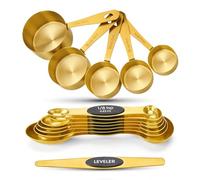 Cuteefun Set de 13 Tasses et Cuillers à Mesurer, 5 Tasses à Mesurer Métriques, 8 Cuillere Doseuse Magnétiques avec Niveleur, Gadgets de Cuisine en Acier Inoxydable pour Pâtisserie, Cuisine