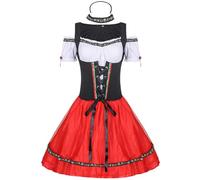 CUTeFiorino Chemisier Dirndl pour femme - Robe de spectacle de scène - Robe de vin pour fille - Costume traditionnel - Pantalon en cuir - Robe victorienne, rouge, XL
