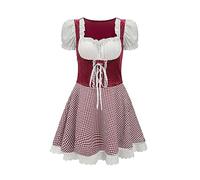 CUTeFiorino Costume Dirndl pour femme, pour la bière allemande, le carnaval pour adulte, robe de scène nationale, vêtements médiévaux, robe vintage, costume de mercredi, rouge, XXL
