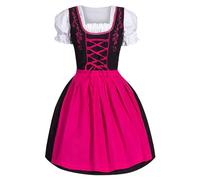 CUTeFiorino Robe allemande Dirndl pour femme, grande taille, avec col carré, tablier, costume de fille de bière, robe Renaissance, robe gothique, costume Barbie, Rose, 4XL