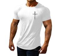 CUTeFiorino T-shirt pour homme avec croix de Jésus - Christ Dieu Église chrétienne - Foi chrétienne - Pour homme - Été - Loisirs - T-shirt à col rond - T-shirt de musculation, Blanc 32., XL