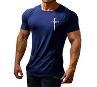 CUTeFiorino T-shirt pour homme avec croix de Jésus - Christ Dieu Église chrétienne - Foi chrétienne - Pour homme - Été - Loisirs - T-shirt à col rond - T-shirt de musculation, Bleu 32., M