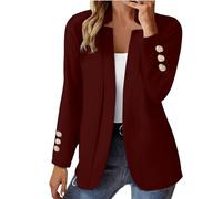 CUTeFiorino Vêtements de cas pour femmes 2024 à la mode automne à manches longues cardigans manteau ouvert sur le devant coupe slim travail vestes courtes manteau femme vestes marron pour femmes clips