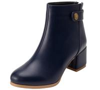 CuteFlats Bottes courtes pour femme avec talon bloc, polyuréthane bleu, 45 EU