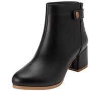 CuteFlats Bottes courtes pour femme avec talon bloc, Pu noir., 43 EU