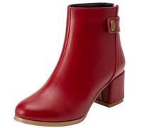 CuteFlats Bottes courtes pour femme avec talon bloc, Pu vin rouge, 38 EU