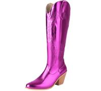 CuteFlats Bottes de cowboy/western pour femme, lilas, 45 EU