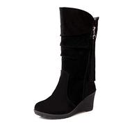 CuteFlats Bottes Mi-Mollet pour Femmes avec Talon Compensé et Bout Rond