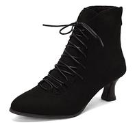 CuteFlats Bottines à Lacets Vintage pour Femmes, Bout Pointus et Talons Hauts pour Chaton