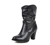 CuteFlats Bottines de cowboy tendance pour femme avec talon bloc, Noir , 46 EU